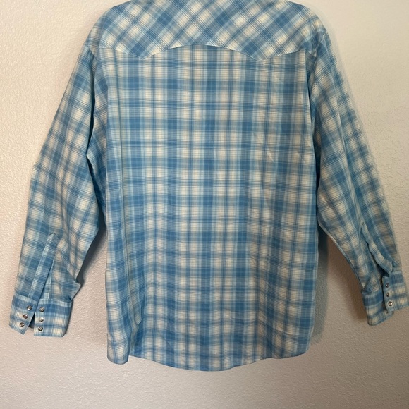 Blue Plaid Pearl Snap Cowboy Western Shirt L - Picture 3 of 9